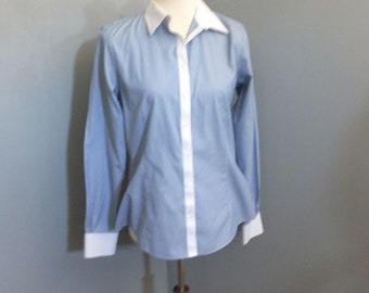 Vintage Blouse, Brooks Brothers, PINSTRIPE Cotton Shirt, Ladies Blouse, SIZE 8, Bust 38, Medium