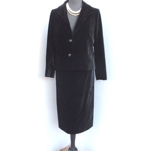 Vintage Suit, Ladies Two Piece Black Velvet Suit, Hand or Custom Made Business Suit, Maria Pinazrrone image 1