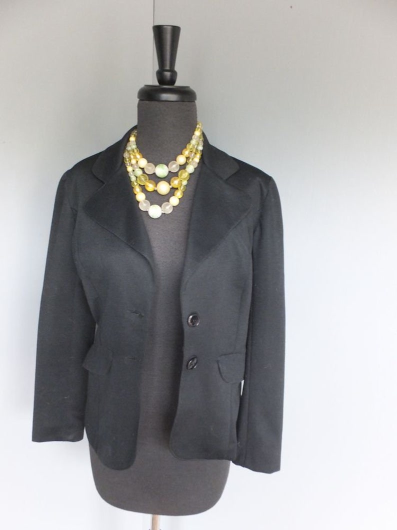Vintage Jacket, 1970s Frank Lee of California, Black Jacket, Polyester, Sportswear/Suit Jacket, Medium or 9/10 image 8