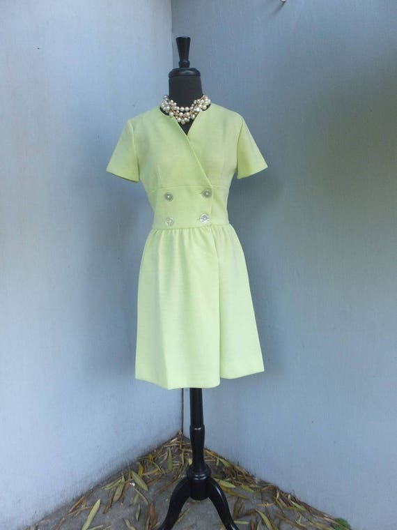 Vintage 1970s Dress, Jonathan Logan, Green Knit Dr