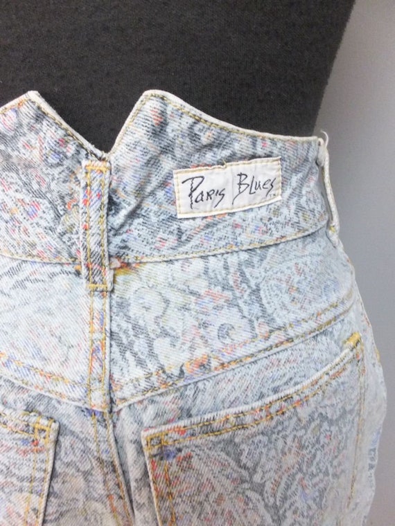 1980s PARIS BLUES Denim Paisley & Floral Patterne… - image 7