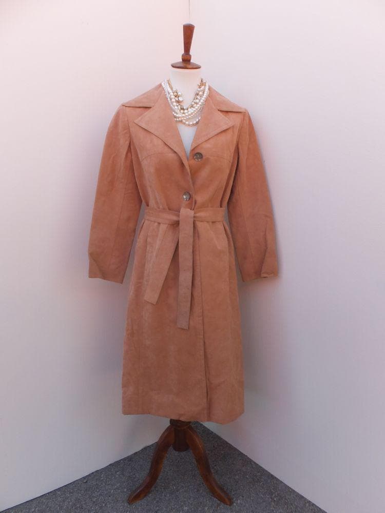 Vintage 1970s Nordstrom Luigi's Fashions Faux Suede Coat / Camel