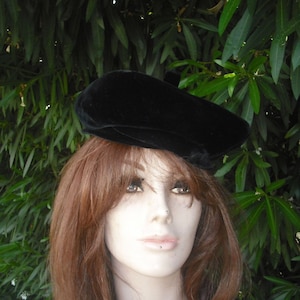 Vintage 50s/60s Hat, Black Velvet Hat, Melinda Original, Formal Velvet Hat, NOS, Original Price Tag
