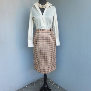 Vintage 1960s Pencil Skirt, Majestic, Wool Plaid Pencil Skirt, Cigarette Skirt, Hour Glass, Bombshell, Wiggle Skirt