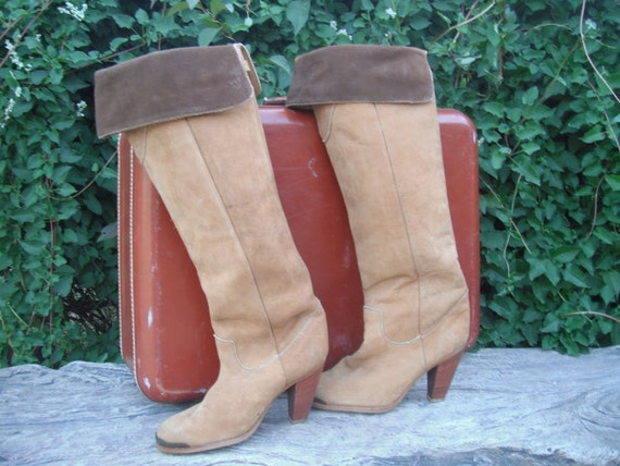 Vintage 1980s Zodiac SUEDE Two Tone Knee High Boot