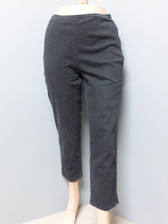 Vintage 90s MODA INTL Black Cotton & Spandex Ankl… - image 1