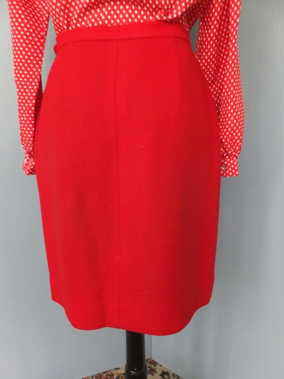 Vintage 60s Pencil Skirt, Red Wool Pendleton Skir… - image 4