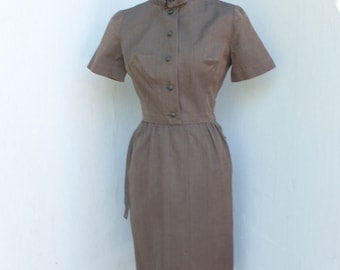 Vintage 1950s LANZ ORIGINAL Wiggle Dress / Brown Secretary Dress