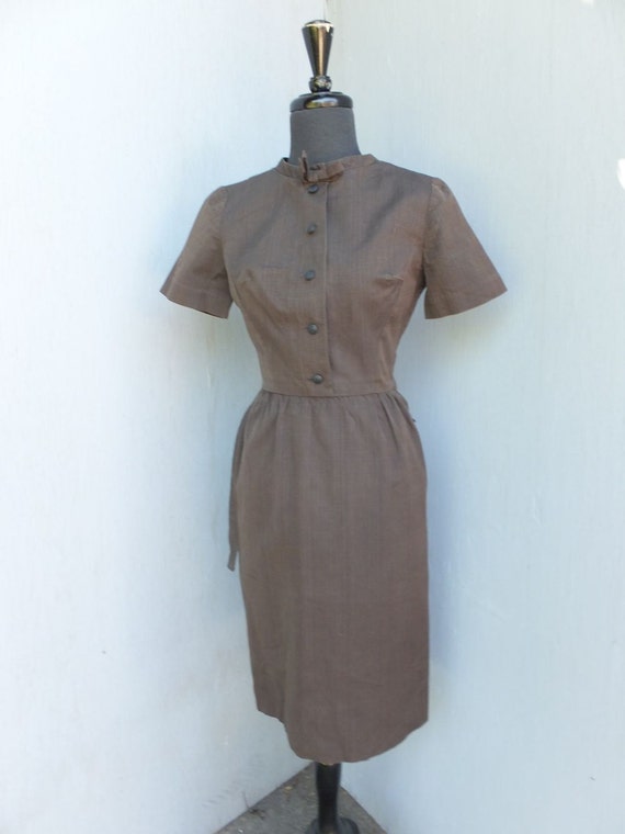 Vintage 1950s LANZ ORIGINAL Wiggle Dress / Brown S