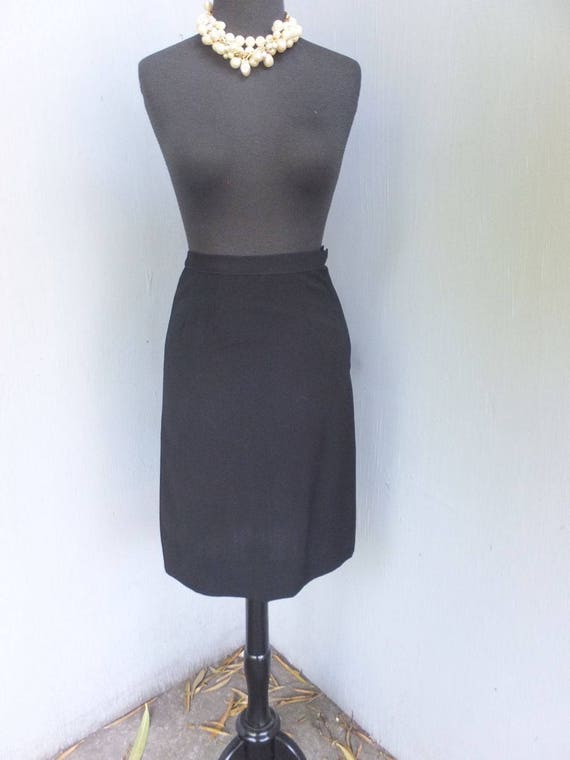 1950s Vintage Skirt, Youthcraft, Sexy Black Wool … - image 1