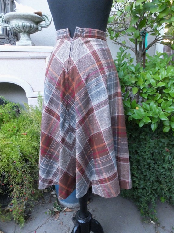 Vintage 1970s Plaid Skirt, College Town, Brown Pl… - image 2