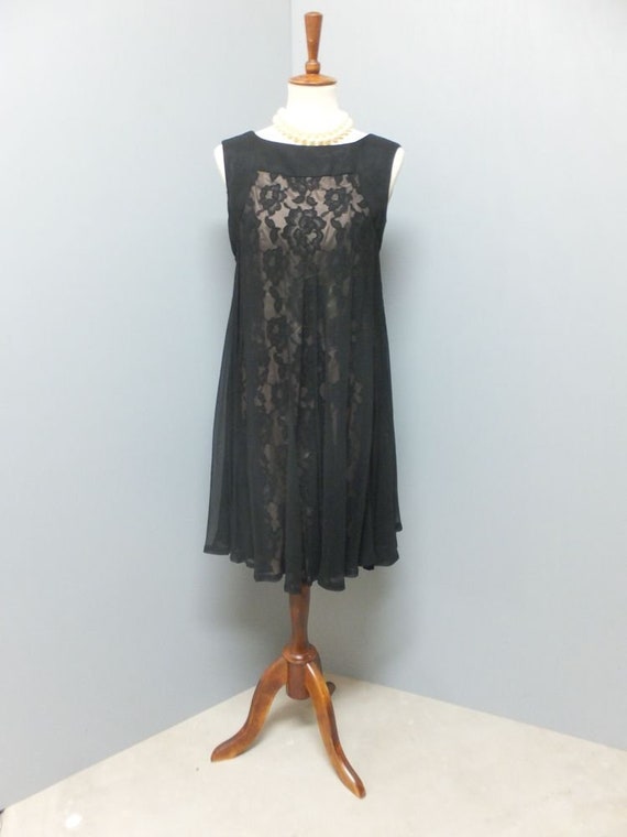 Vintage Dress, Sue Gail, Black Lace W/peach Satin Lining Lace Then Chiffon,  Shift Style Elegance, Metal Zipper, Evening Glam, 34 Bust - Etsy