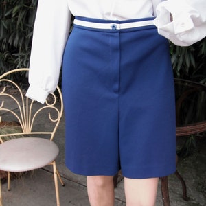 1970s Shorts, Navy Blue Polyester Shorts by Sears Fashions, Summer Fashion, Ladies Dressy Shorts
