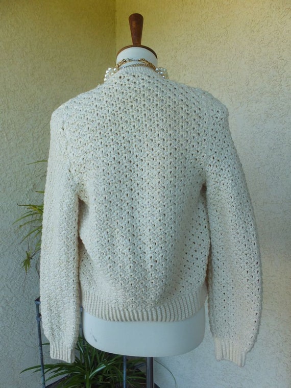 Vintage HAND KNIT Sweater, Button Front Cardigan,… - image 6