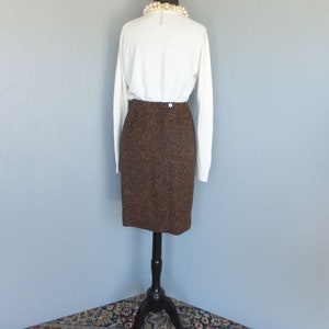 Vintage 60s/70s Skirt, Tami Sophisticates San Francisco, Brown Wool w/Confetti, Pencil or Wiggle Secretary Skirt, Size 9/10 image 7