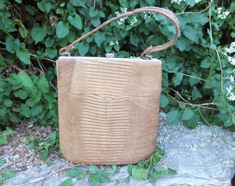 Vintage Lizard Purse, Box Style Handbag, Top Handle Bag, Reptile Purse, Exotic, Unique Purse