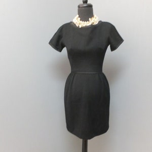 1950s/60s Dress Lord & Taylor Youn New York Shop Fifth Avenue Little Black Dress Audrey Hepburn Style Wool Dress 34 bust