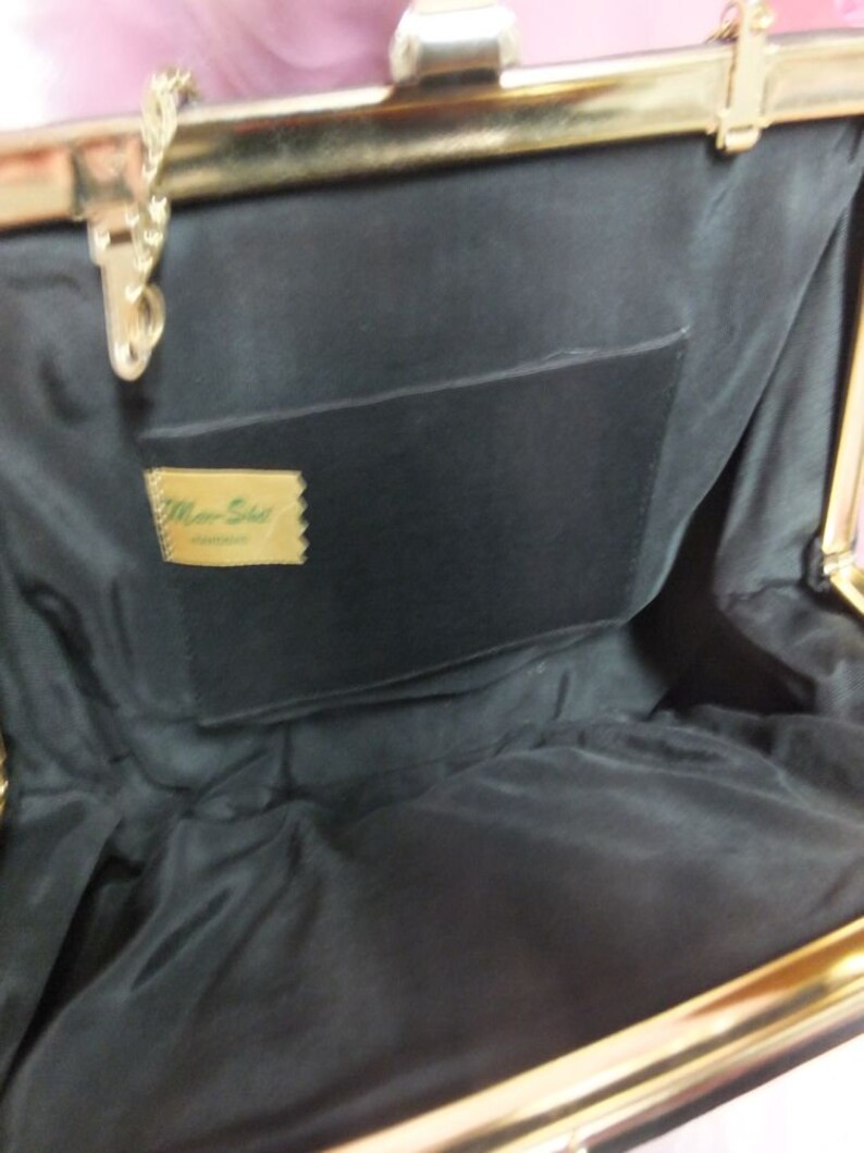 Bolso de noche negro vintage de los años 50/60 con lentejuelas de Mar-Shel, bolso elegante, bolso de cóctel o de fiesta, de tela. imagen 7