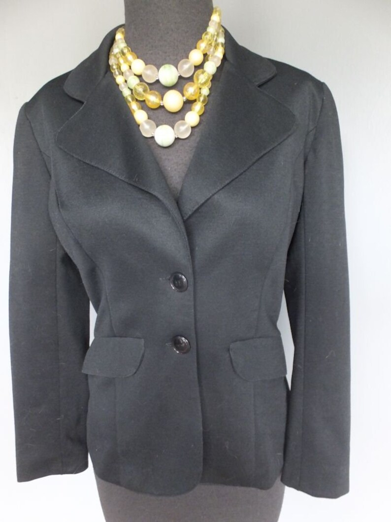 Vintage Jacket, 1970s Frank Lee of California, Black Jacket, Polyester, Sportswear/Suit Jacket, Medium or 9/10 image 7