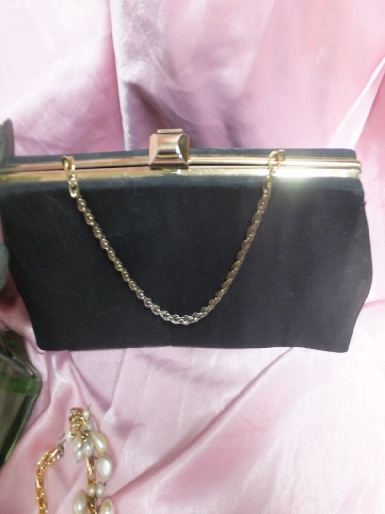 Bolso de noche negro vintage de los años 50/60 con lentejuelas de Mar-Shel, bolso elegante, bolso de cóctel o de fiesta, de tela. imagen 3