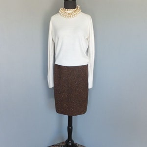 Vintage 60s/70s Skirt, Tami Sophisticates San Francisco, Brown Wool w/Confetti, Pencil or Wiggle Secretary Skirt, Size 9/10 image 1