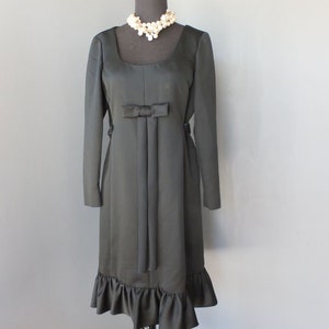 Vintage 60er/70er Kleid, Mignon Paris, Cocktail oder Dinner Party, Rüschen Saum, Designer Kleid, New York, Large