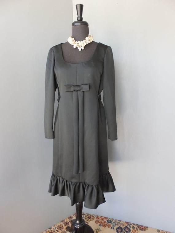 mignon designer dresses Vintage 60s/70s Dress, Mignon Paris, Cocktail or Dinner Party, Ruffle Hem, Designer  Dress, New York, Large