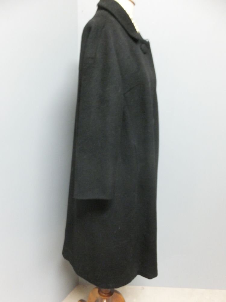 Vintage 1950s/60s Forstmann 100% Virgin Wool Full Length Coat, Black ...
