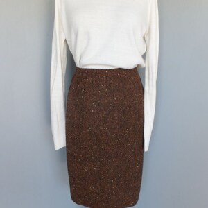 Vintage 60s/70s Skirt, Tami Sophisticates San Francisco, Brown Wool w/Confetti, Pencil or Wiggle Secretary Skirt, Size 9/10 image 6