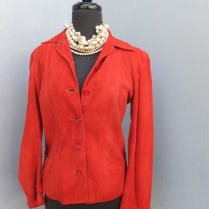Vintage 70s/80s Suede Jacket, Poppy or Rusty Orange Suede Leather, Academia, Preppy, Sportswear Fashionista, Leather