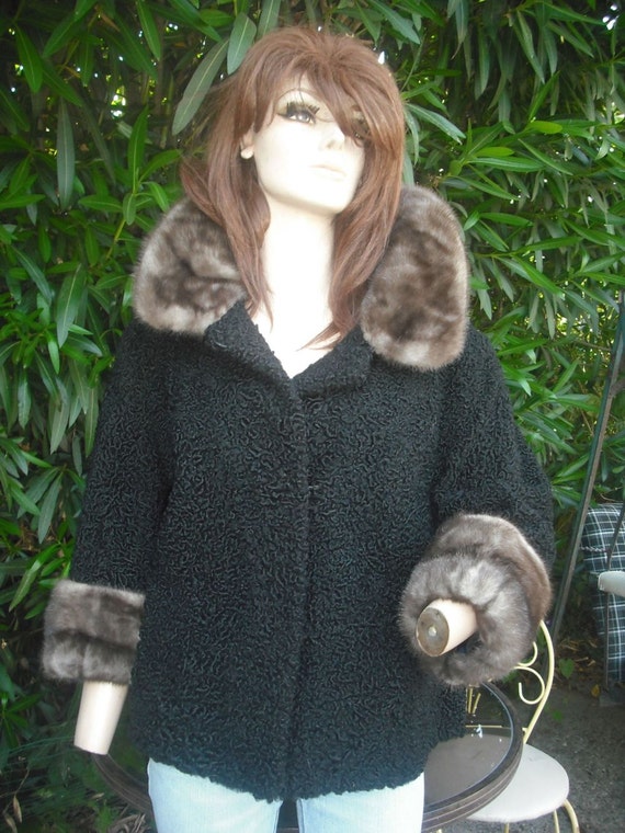 Vintage 1950s/60s Curly Lamb Short Jacket w/Smoky