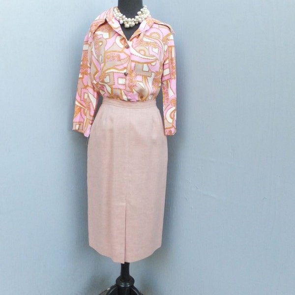 Vintage Evan Picone Skirt, 80s Skirt, Mauve Front Kick Pleat Career Skirt, size 10