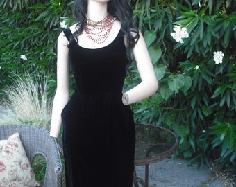 Vestido vintage de terciopelo negro Lilli Diamond con chaqueta a juego, vestido de noche o cóctel, After Six