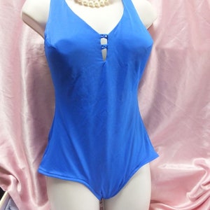 Maxine of Hollywood Swimwear, 90s Does 50s BLUE One Piece Swimsuit OR Bathing Suit size 12 image 4