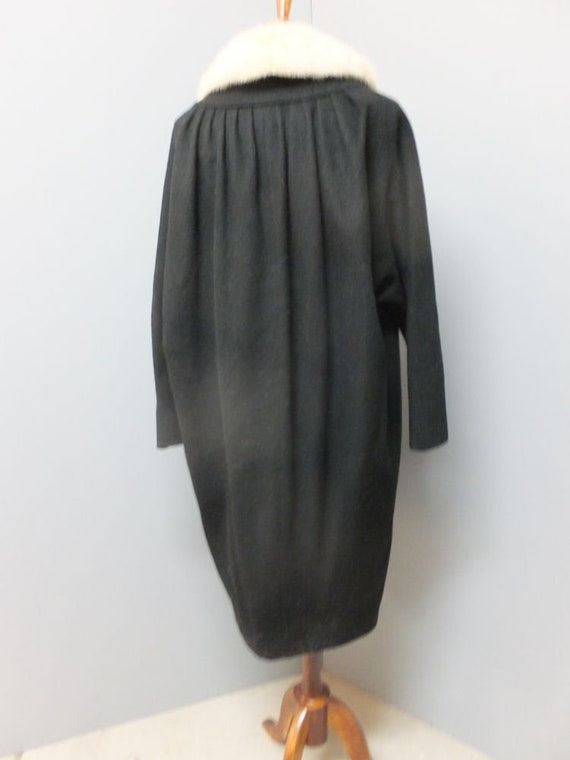 Vintage 50s/60s Black Full Length Wool Coat w/Ex … - image 5