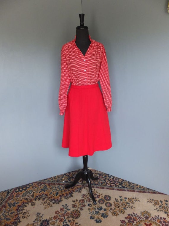 1970s Skirt, Jonathan Logan, Red Wool A Line Skirt