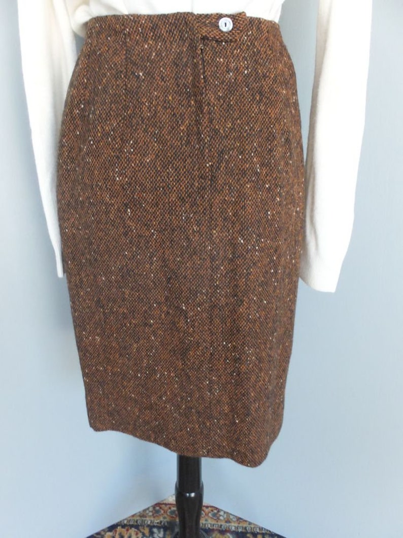 Vintage 60s/70s Skirt, Tami Sophisticates San Francisco, Brown Wool w/Confetti, Pencil or Wiggle Secretary Skirt, Size 9/10 image 9