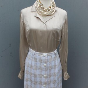 Beautiful Vintage 1980s Valerie Stevens Pure Silk Button Down Style Blouse