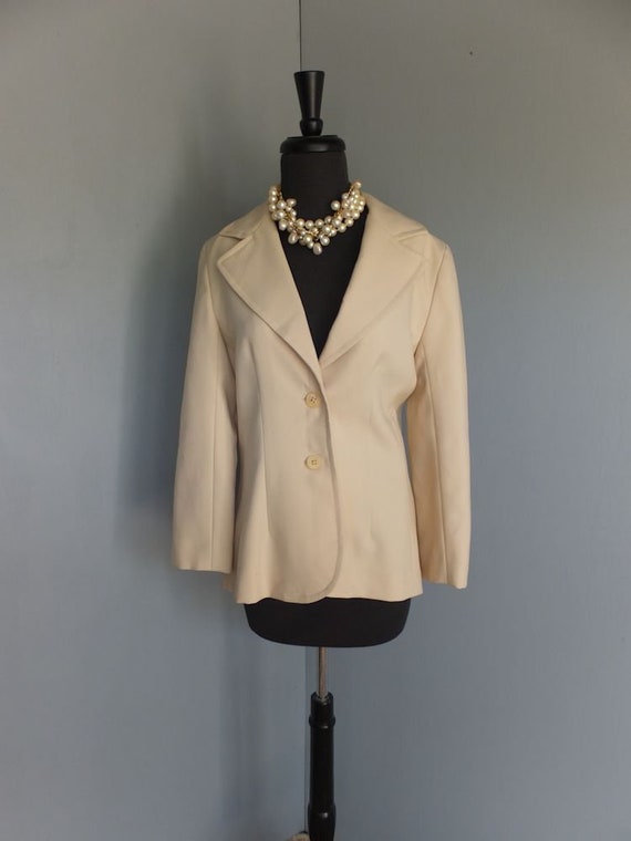 Vintage 70s Jacket, Creamy White or Ivory, Polyest