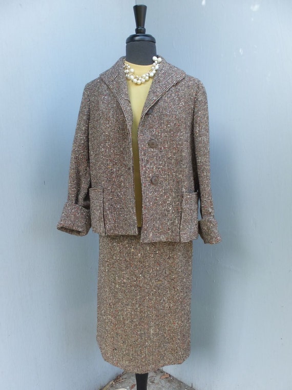 Vintage 1950s 2 pc. Suit Jaunty Juniors Brown Tweed Suit | Etsy