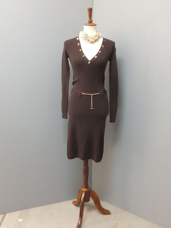 Moda International Dark Brown Knit Figure Hugging 