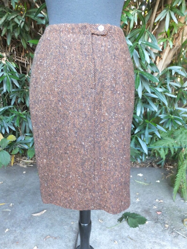 Vintage 60s/70s Skirt, Tami Sophisticates San Francisco, Brown Wool w/Confetti, Pencil or Wiggle Secretary Skirt, Size 9/10 image 4