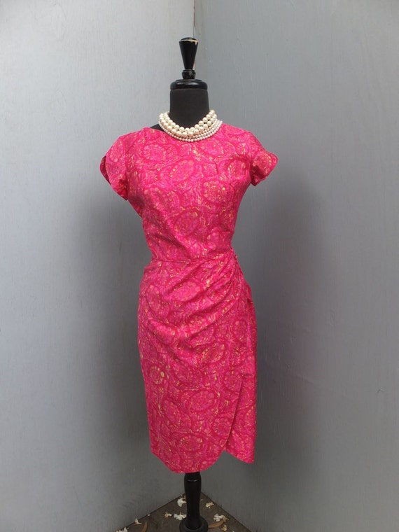 Vintage 1950s Pink Wiggle Dress by Royal Hawaiian