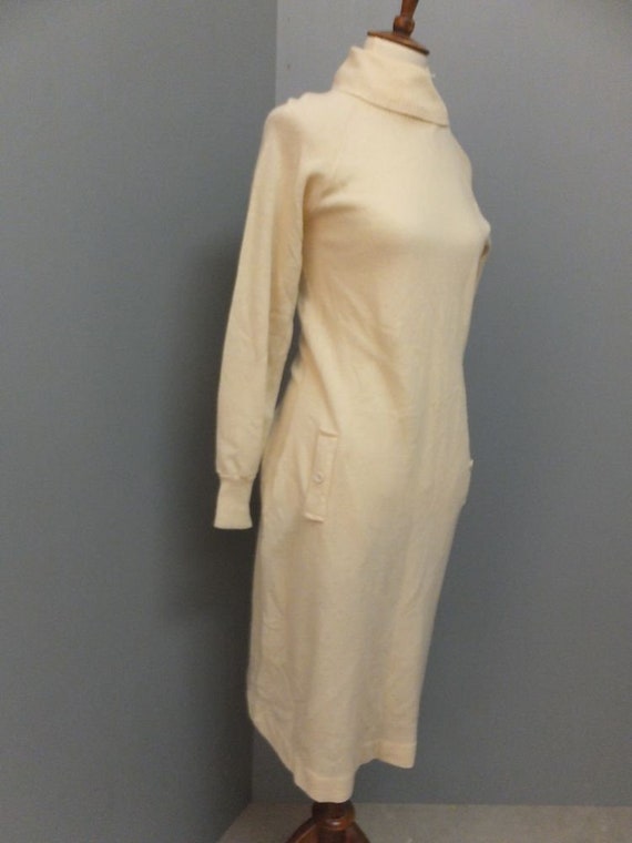 Vintage 70s/80s Sweater Dress Ivory or Off White,… - image 4