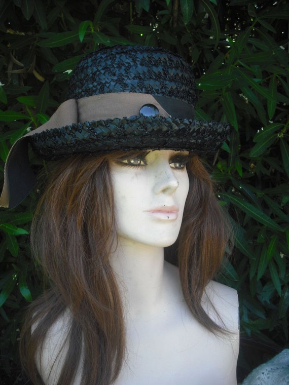 Vintage Black and Brown Straw Hat from The Young … - image 4