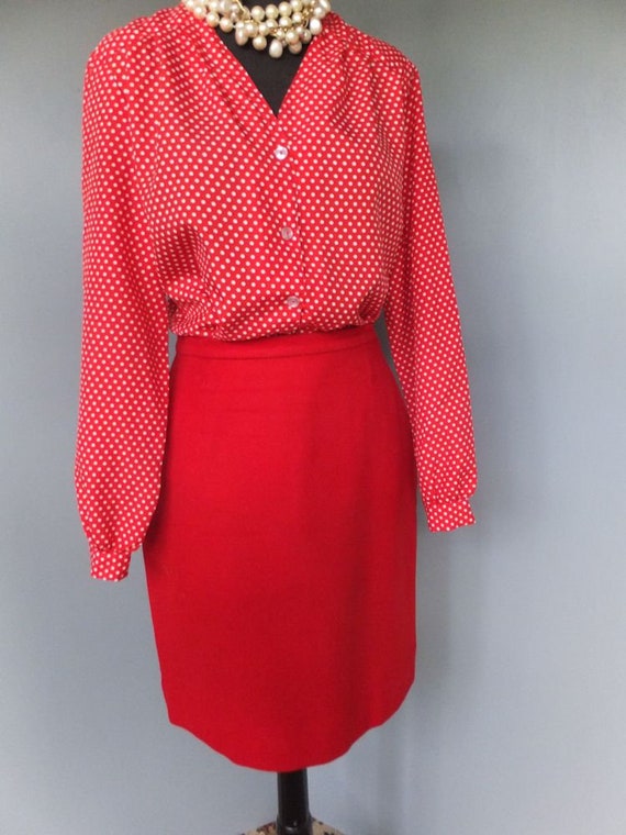 Vintage 60s Pencil Skirt, Red Wool Pendleton Skir… - image 2