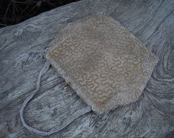 Bolso vintage de cuentas de los años 20, bolso estilo flapper, hecho en Bélgica para Emporium, bolso de cuentas pequeñas, bolso de noche, bolso formal.