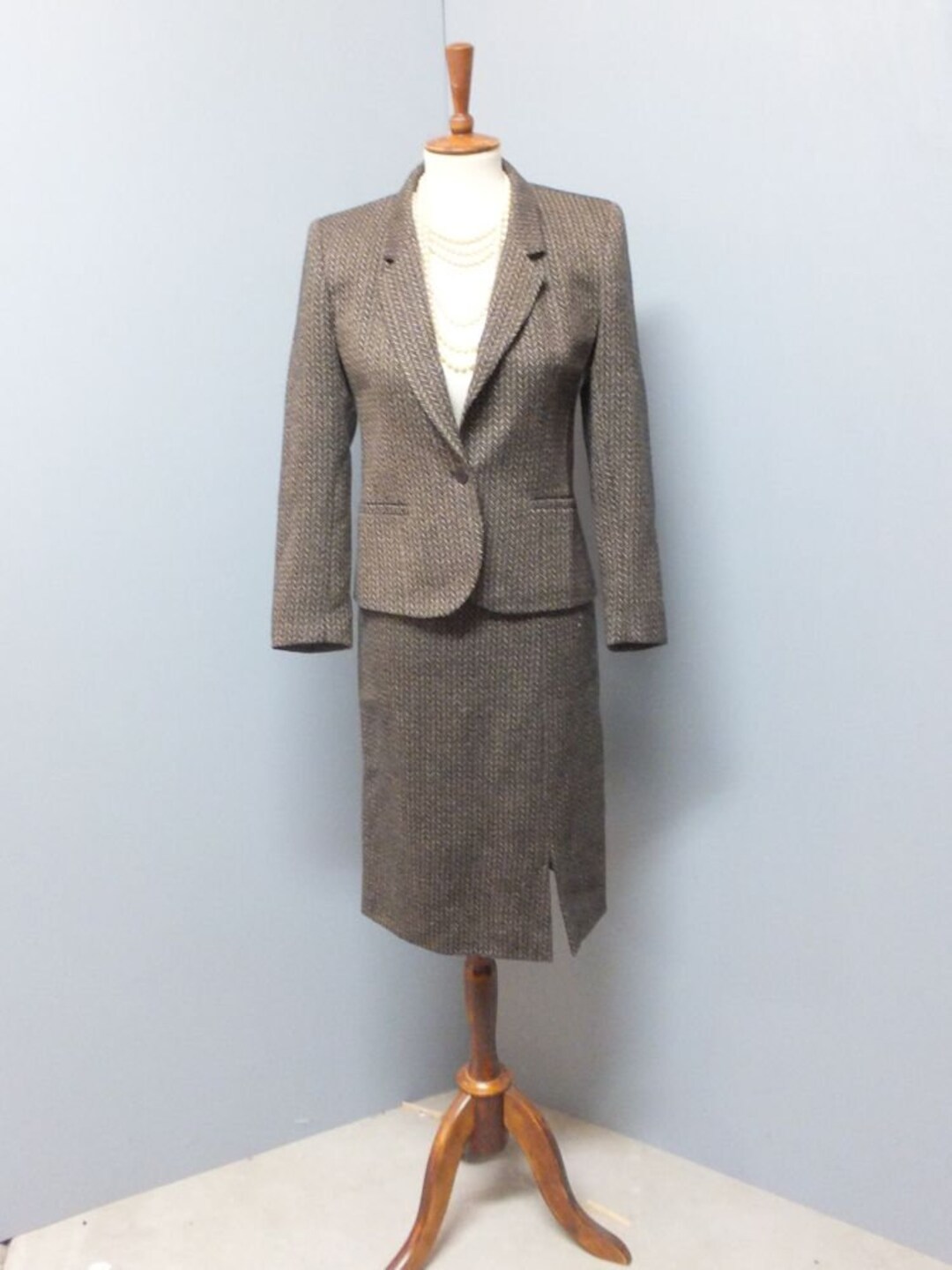 80's vintage double set up suit シックブラウン 80's vintage double