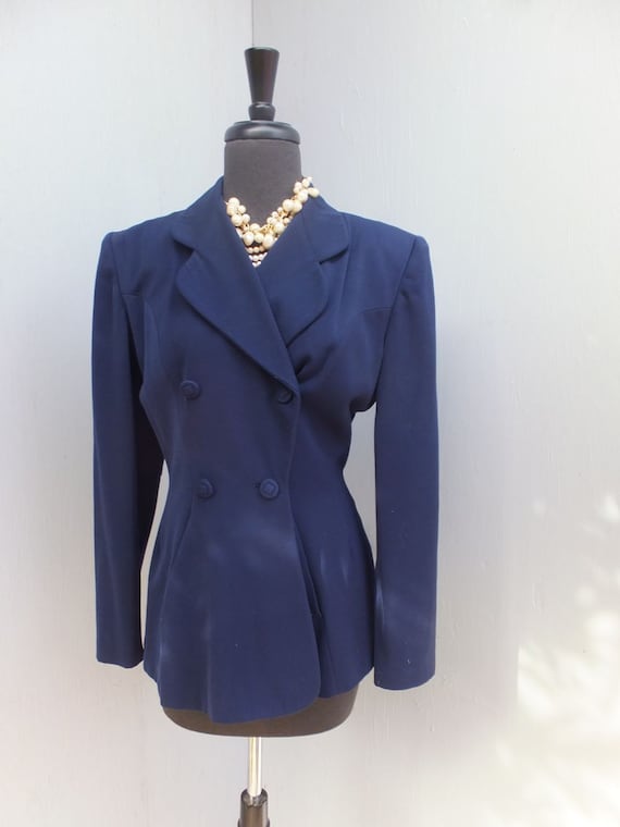 Vintage 1940s Navy Blue Jacket, Ladies Jacket, Wo… - image 1