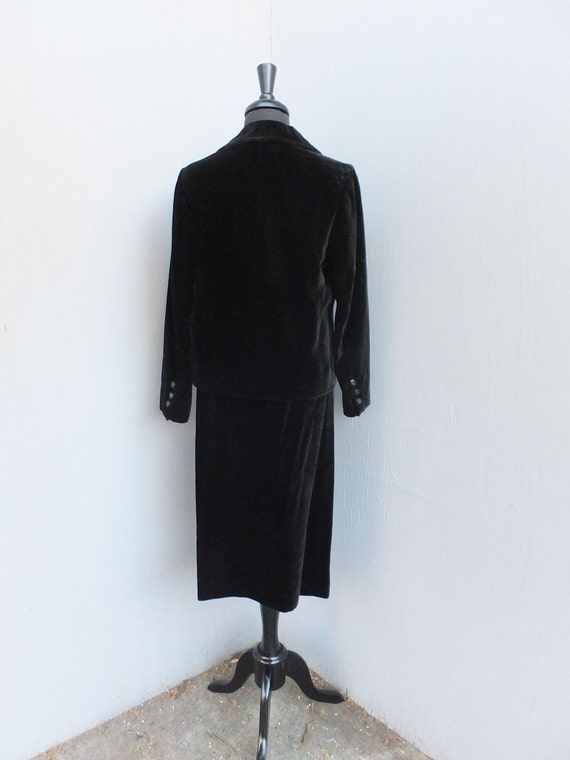 Vintage Suit, Ladies Two Piece Black Velvet Suit,… - image 3